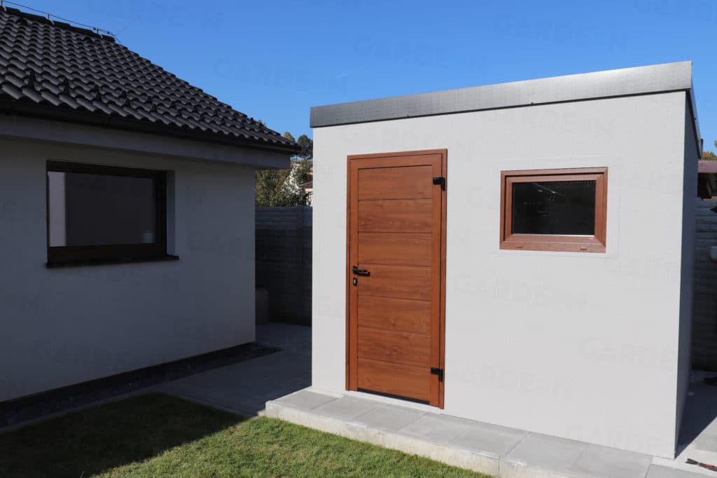 Domek ogrodowy GARDEON przy domu jednorodzinnym