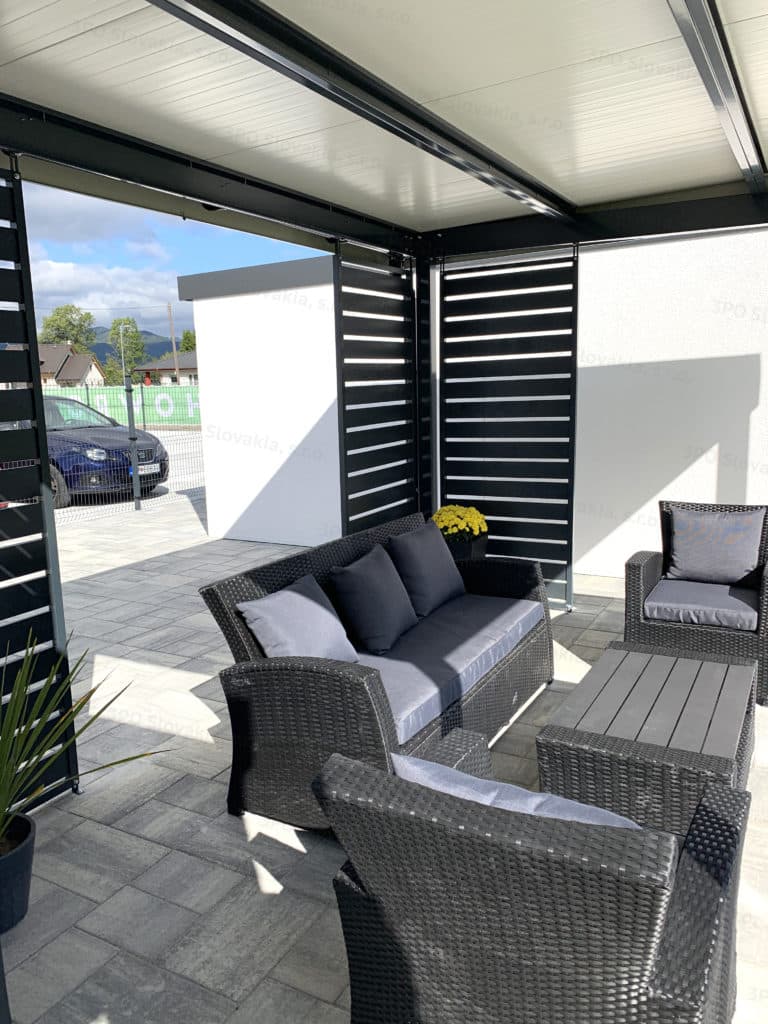 Pergola GARDEON w kolorze antracytowym z zestawem ogrodowym