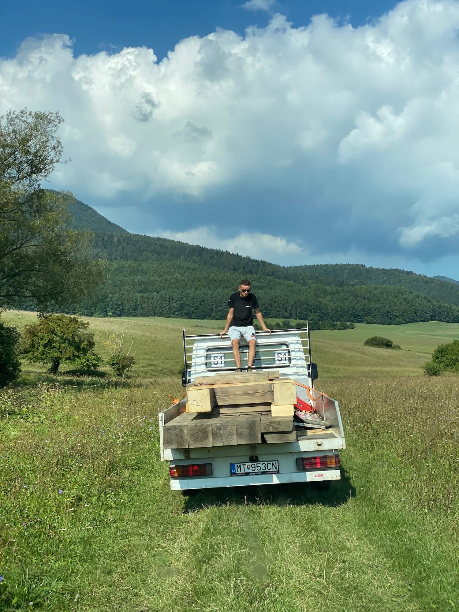 Drevo naložen&eacute; na aute