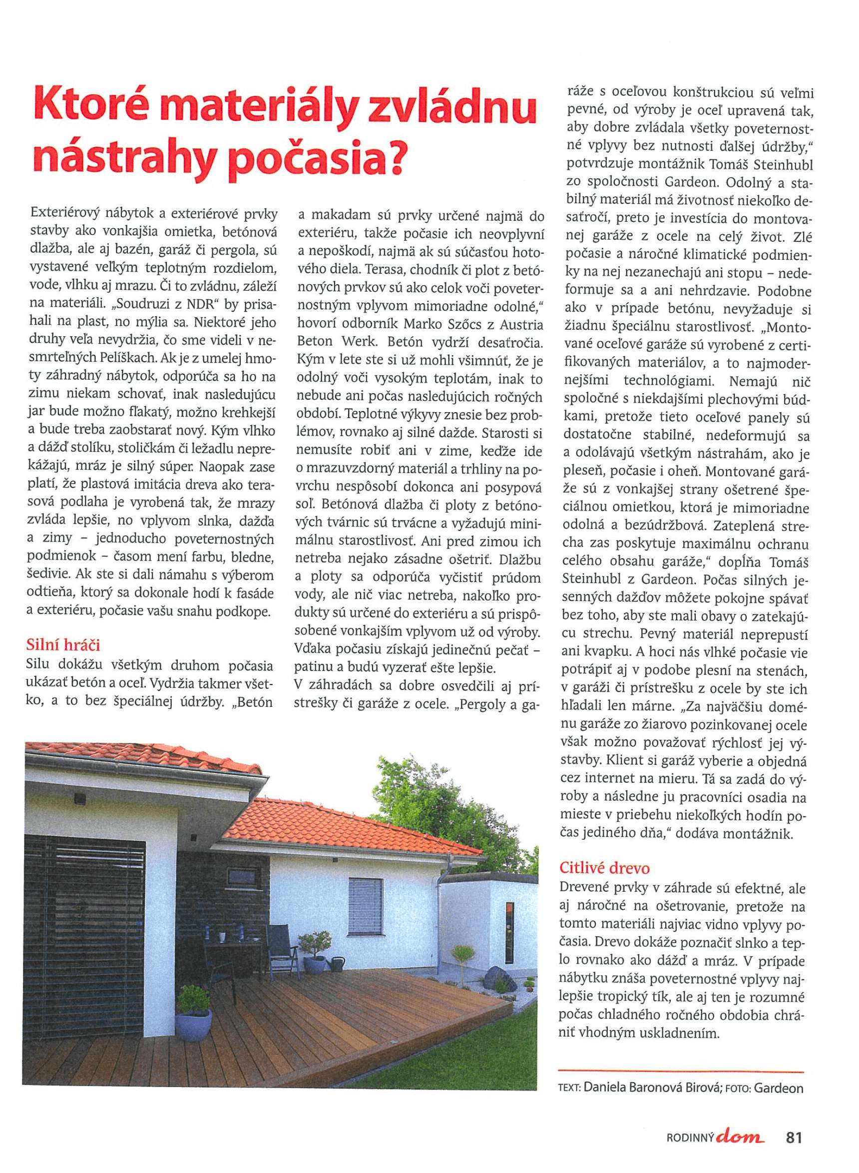 Artykuł w czasopiśmie Rodinn&yacute; dom