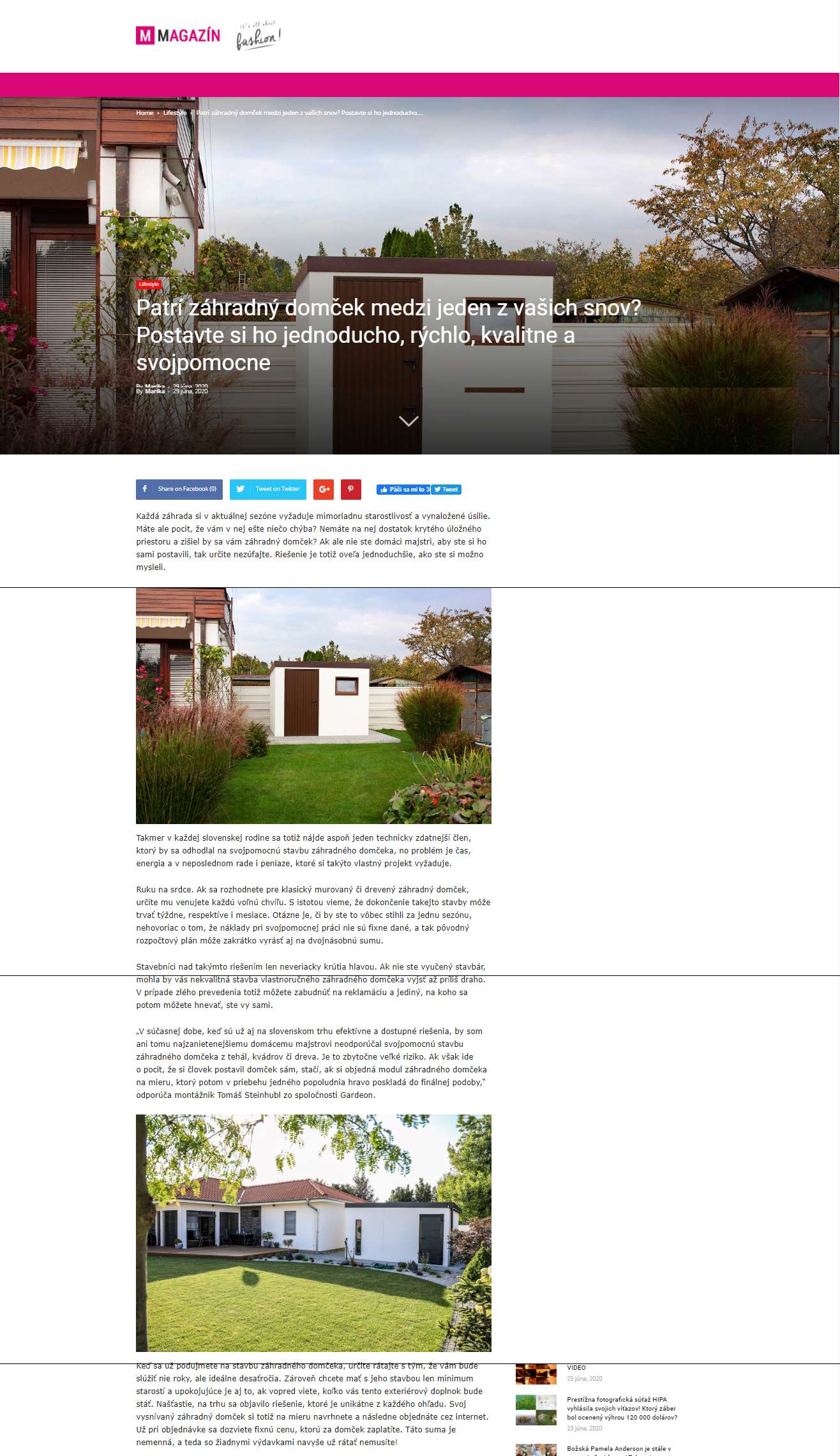 Artykuł na stronie mmagazin.sk