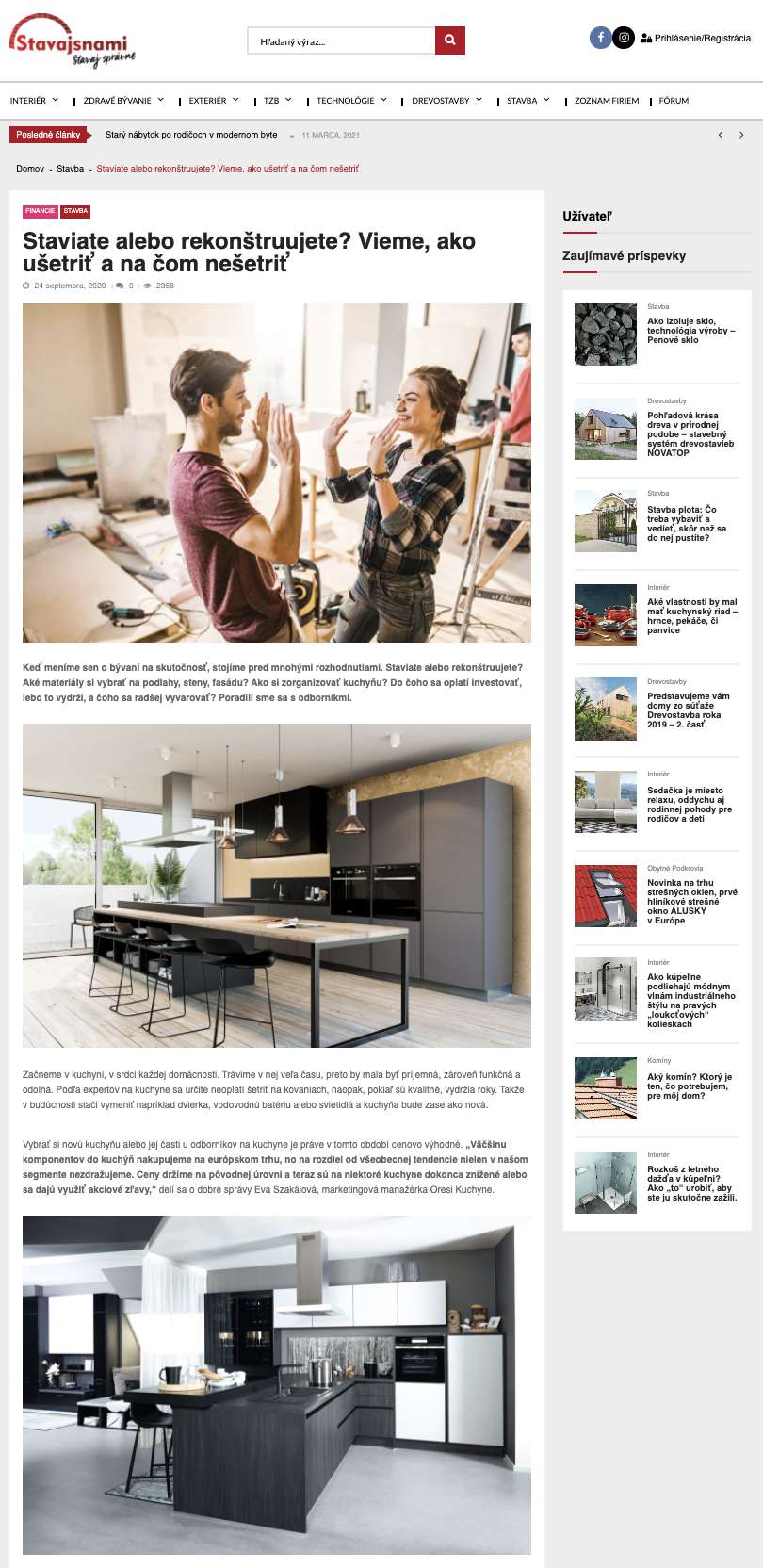 Artykuł na stronie stavajsnami.sk