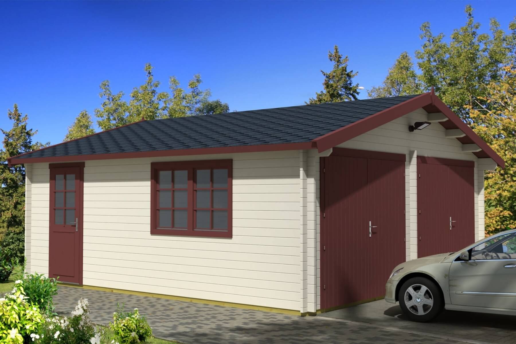 Dřevěná garáž.