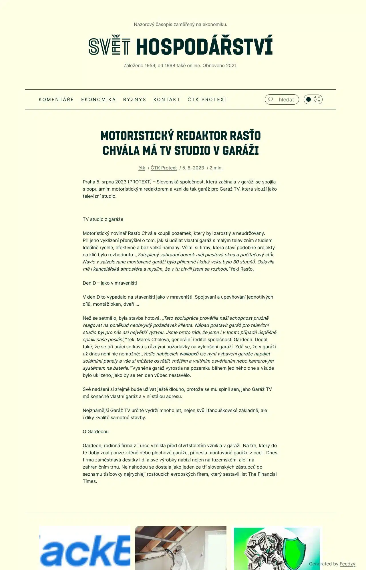 Svět hospod&aacute;řstv&iacute; | GARDEON