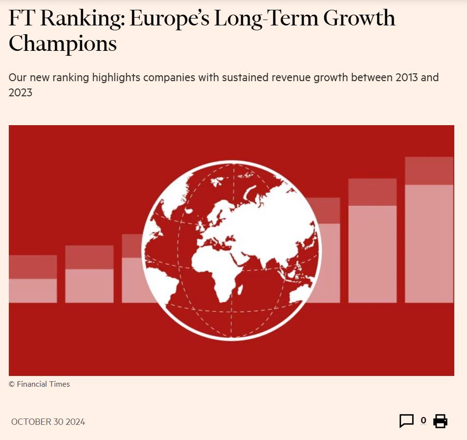GARDEON v periodiku "The Financial Times" v rubrice FT Ranking: Europe&rsquo;s Long-Term Growth Champions