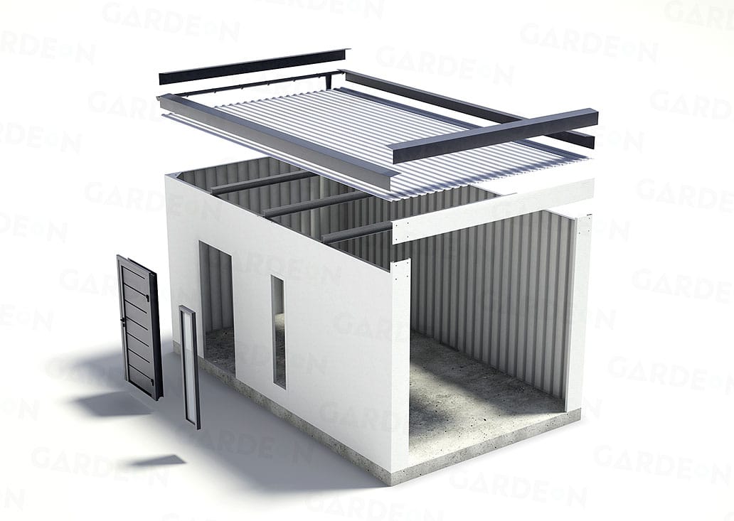 Garaż prefabrykowany z dachem dwuspadowym, nieocieplony
