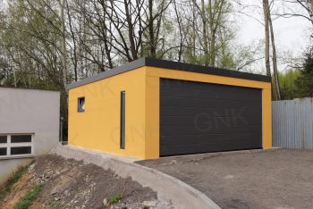 Montovaná garáž pre dve autá s pultovou strechou