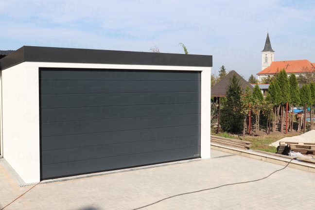 Biela jednograráž GARDEON s rovnou strechou