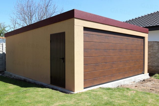 Garáž pre dve autá v béžovej omietke