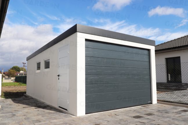 Garáž na jedno auto v bielej omietke