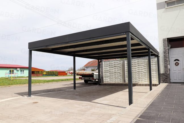 Antracitový prístrešok pre dve autá