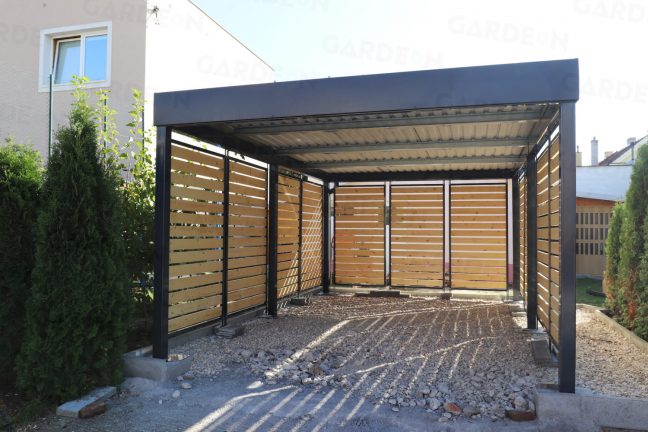 Oceľový prístrešok v antracitovej farbe pre jedno auto