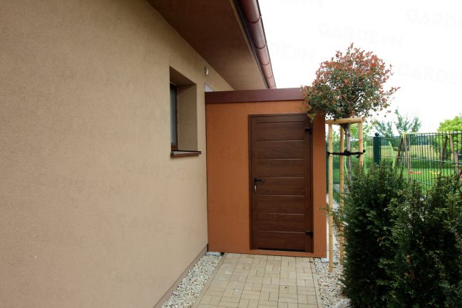 Oranžovo hnedý záhradný domček GARDEON