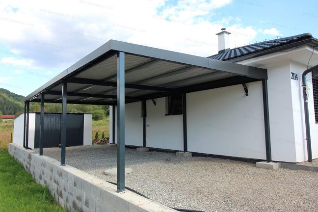 Montovaný prístrešok GARDEON pre jedno auto v sivej farbe