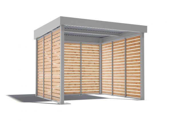 Montovaná pergola v sivej farbe