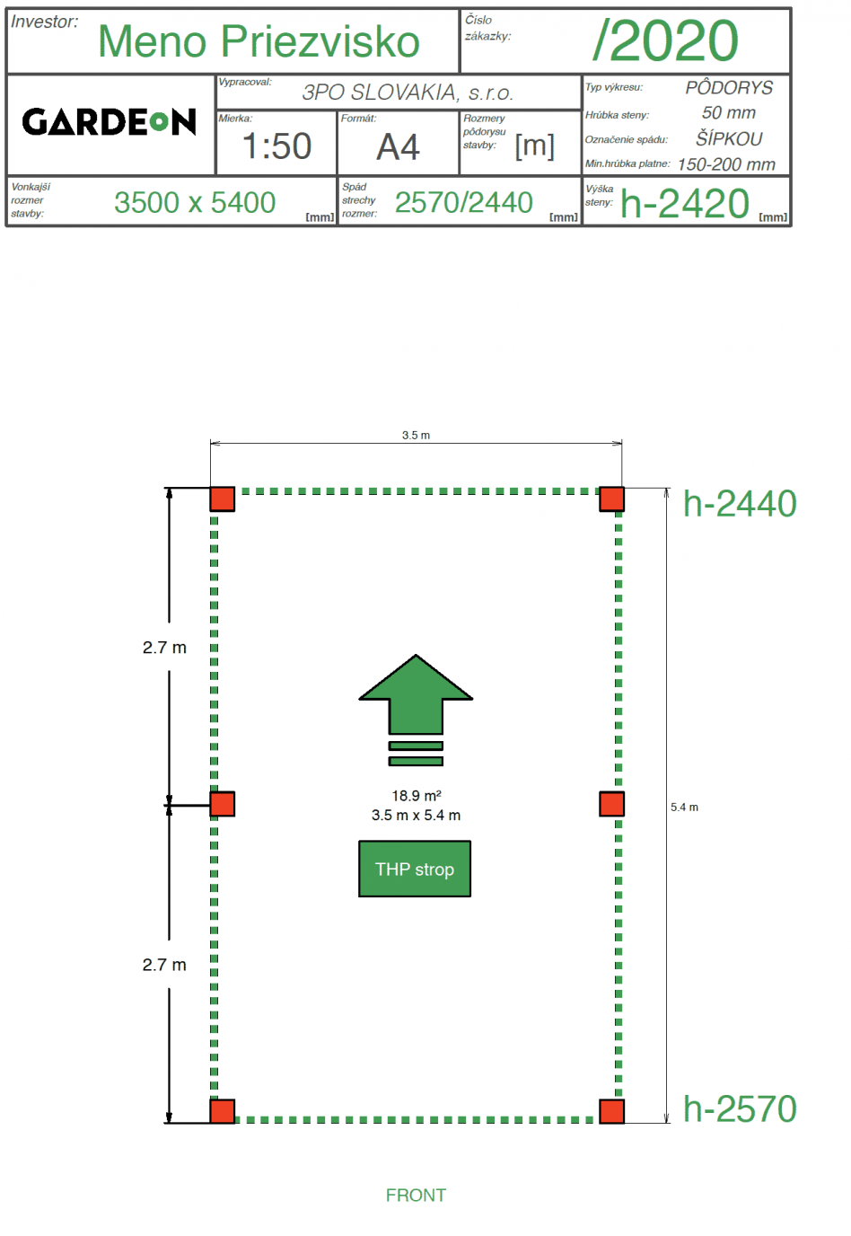 Nákres prístrešku pre jedno auto