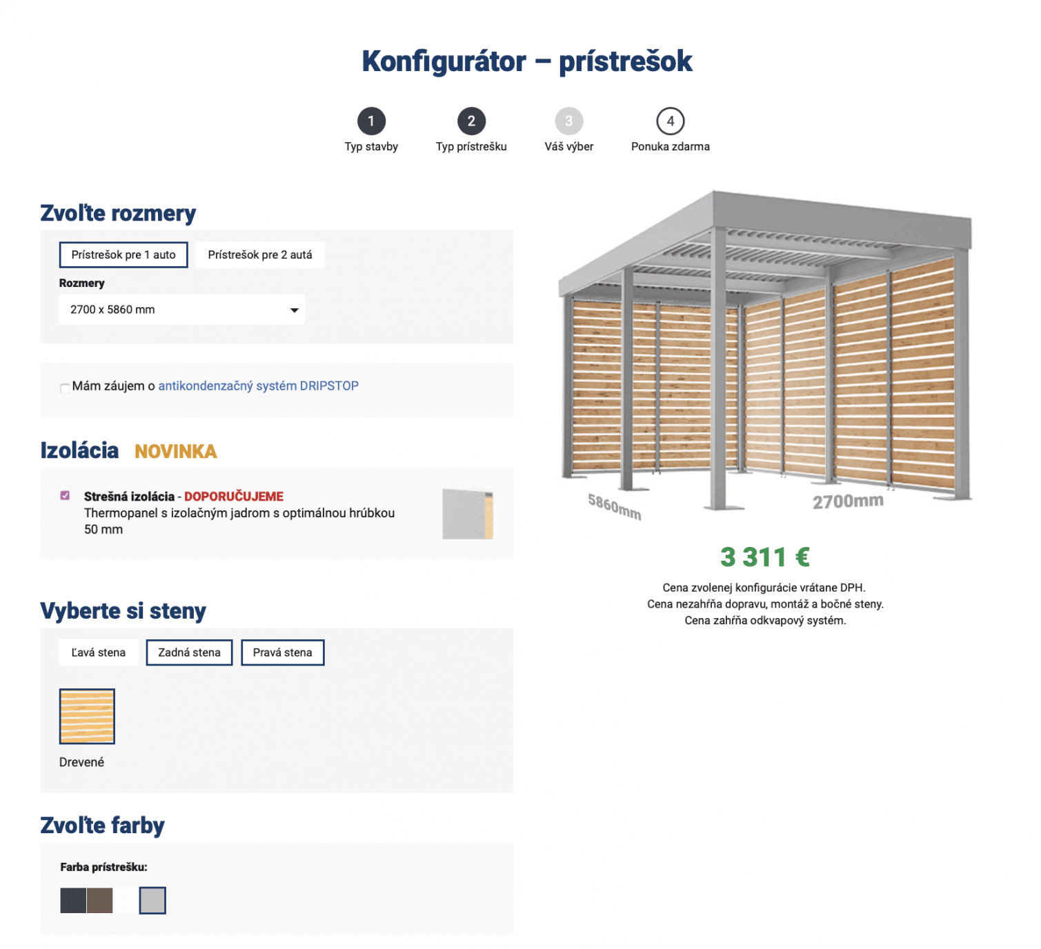 Konfigurátor na prístrešok GARDEON