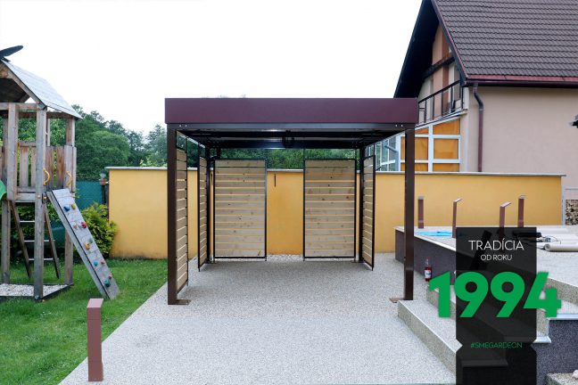 Montovaná pergola v hnedej farbe