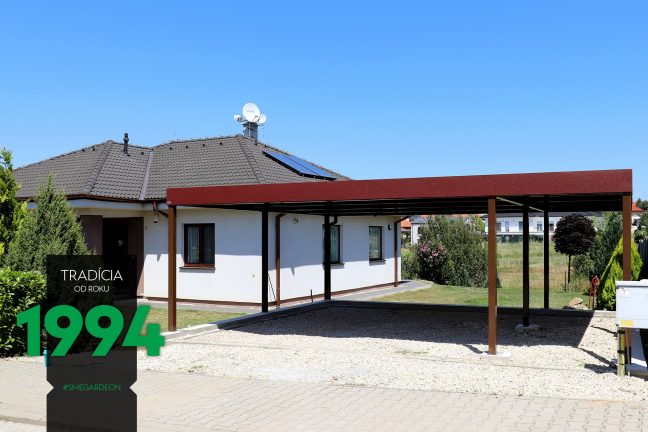 Hnedý prístrešok GARDEON pre dve autá