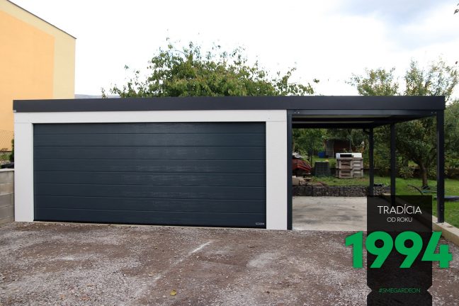 Garáž pre dve autá s prístreškom