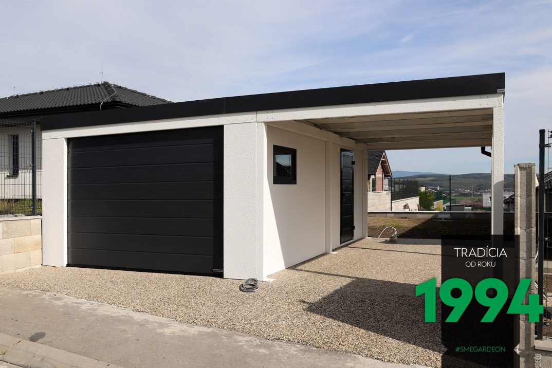 Garáž pre jedno auto s prístreškom