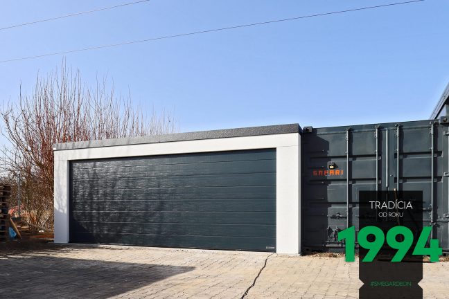 Dvojgaráž v bielej omietke