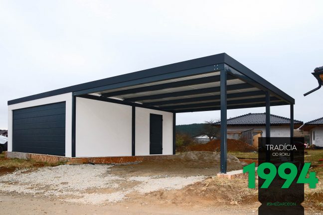 Dvojgaráž s tmavým prístreškom