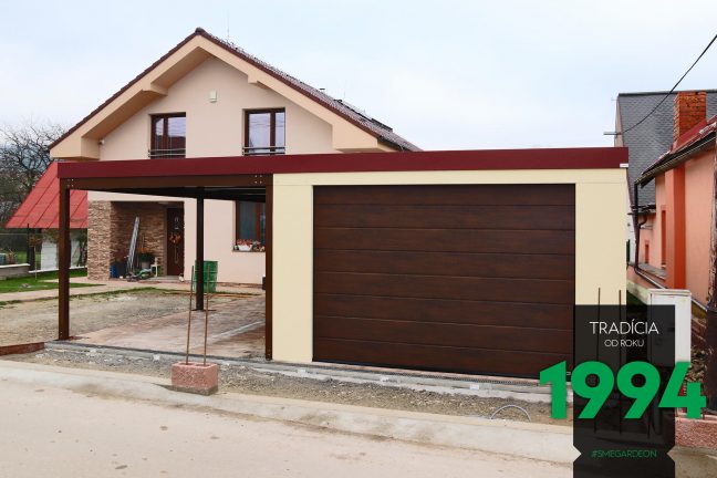 Garáž pre jedno auto s prístreškom