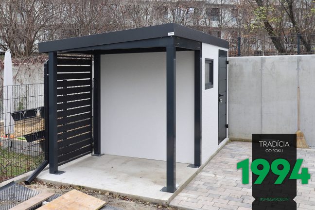 Záhradný domček s prístreškom s výplňou vzadu