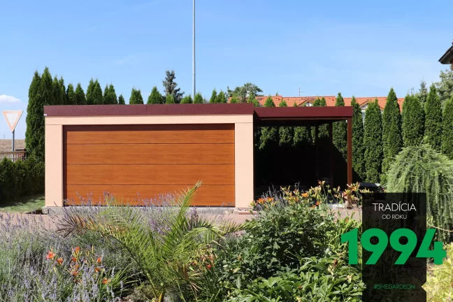 Garáž pro dvě auta s přístřeškem