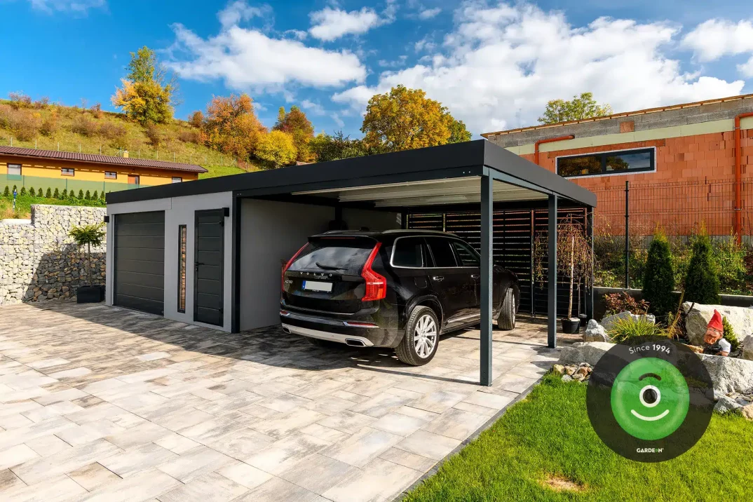 Montovaná garáž GARDEON se značkovými vraty Hörmann