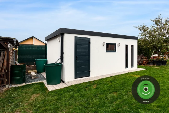 Garáž se zachytáváním dešťové vody.