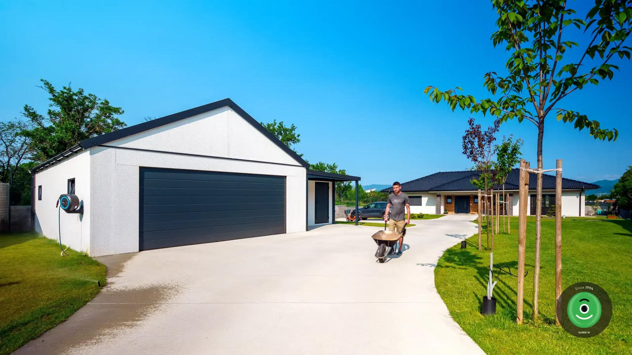 GARDEON dvojgaráž, zahradní domek a přístřešek antracit 2