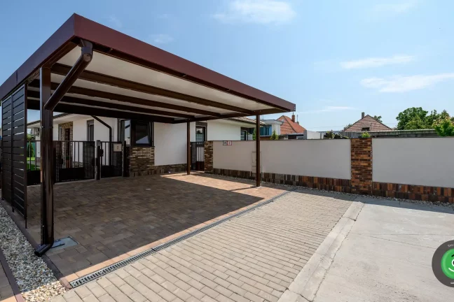 GARDEON hnědý přístřešek pro dvě auta 2