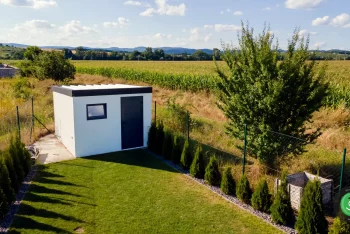 GARDEON zahradní domek s pultovou střechou s bílou krytinou