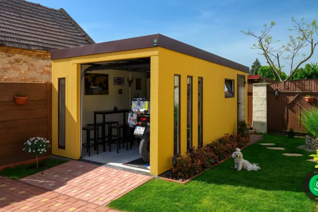 Garáž pro jedno auto s dodatečnou omítkou