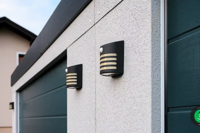 detailní fotografie na světla na garáži