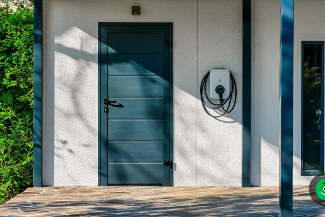 zadní černé dveře od garáže