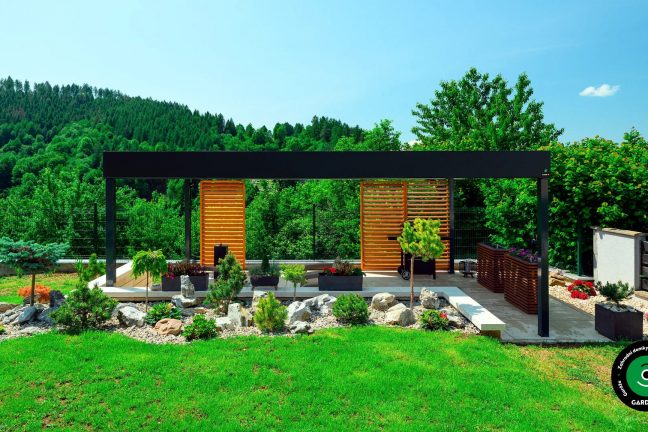 Pergola se stíněním a pohodlným sezením